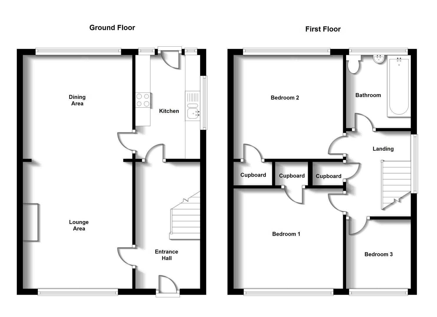 Floorplans For Gilbert Avenue, Bilton, Rugby