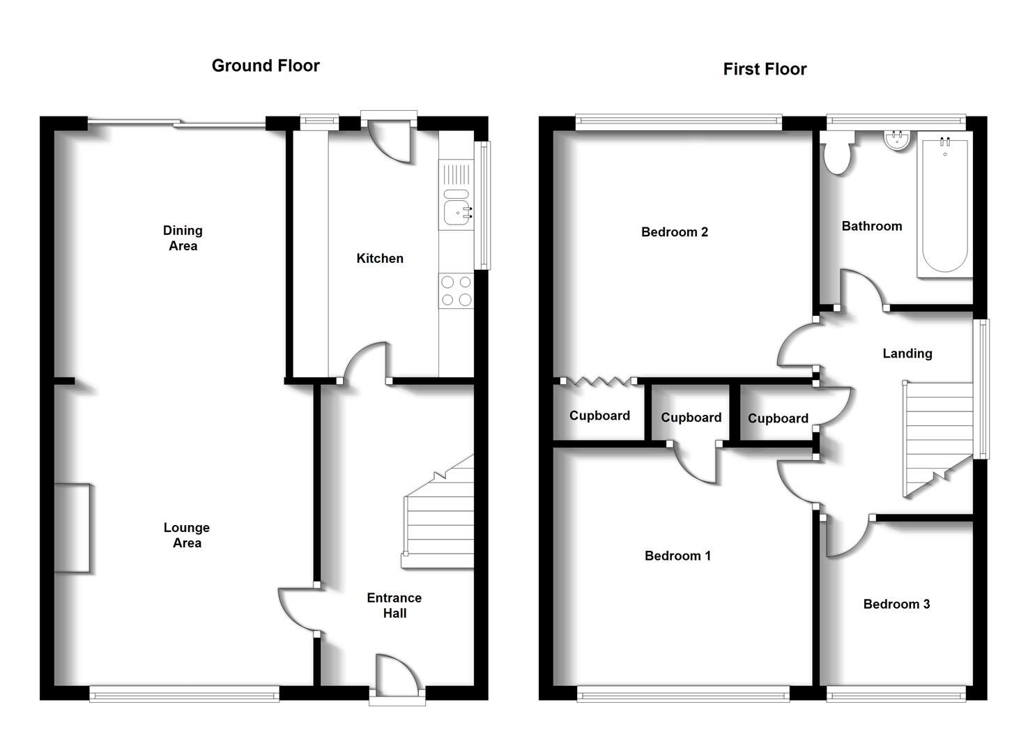 Floorplans For Gilbert Avenue, Bilton, Rugby