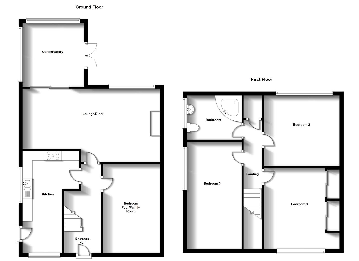 Floorplans For Wolsey Road, Woodlands, Rugby