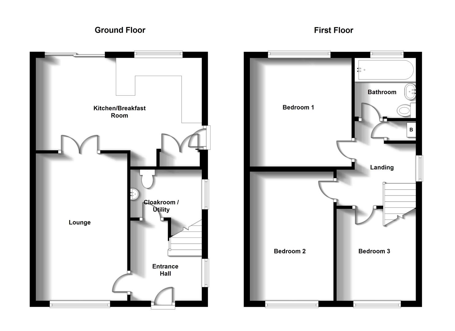 Floorplans For Troubridge Walk, Bilton, Rugby