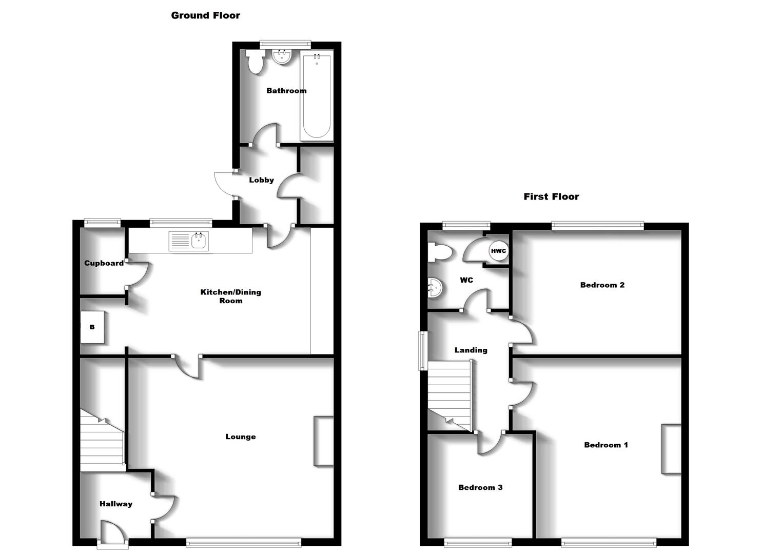 Floorplans For Pope Street, Bilton, Rugby