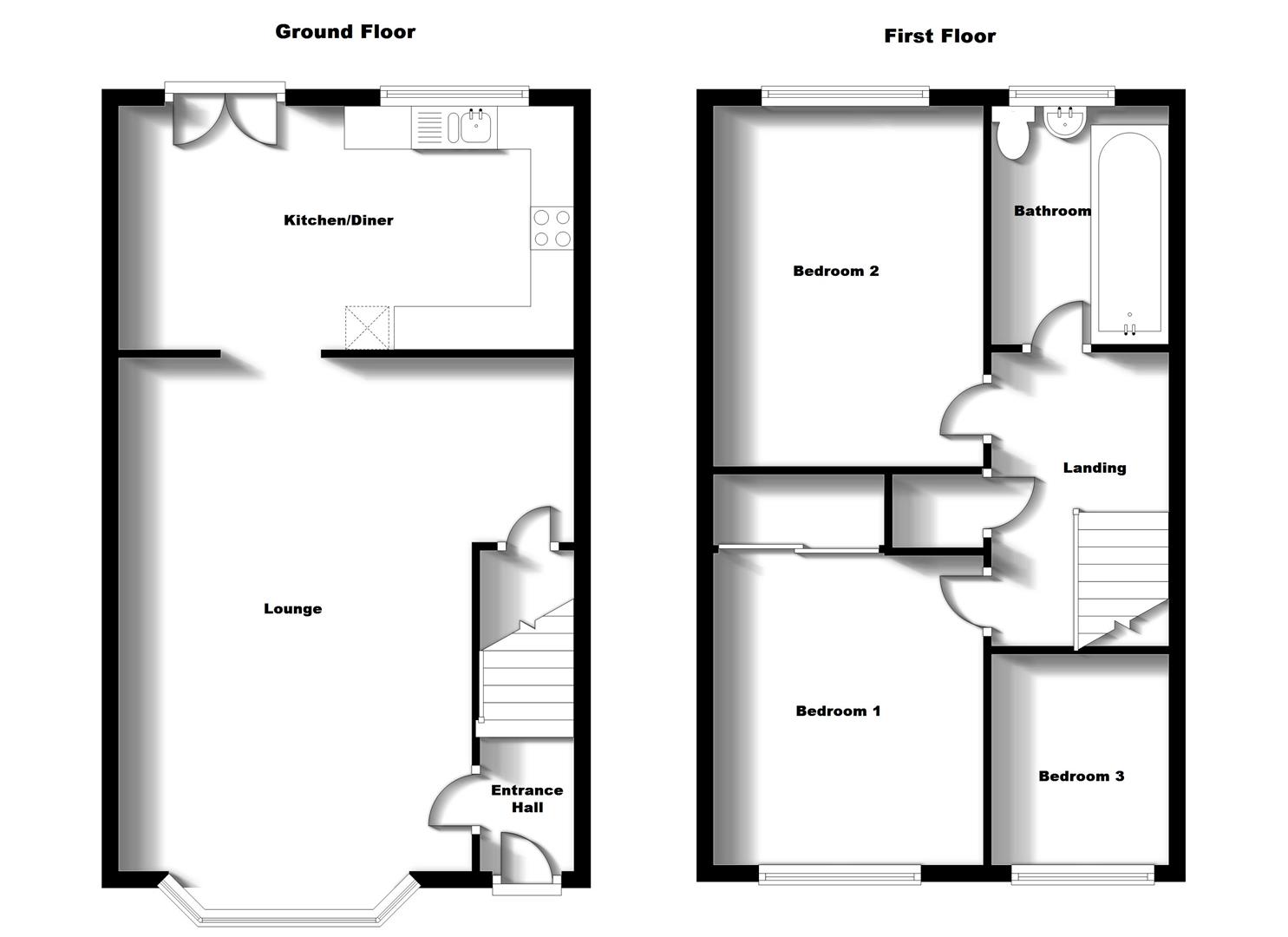 Floorplans For Lilac Drive, Bilton, Rugby