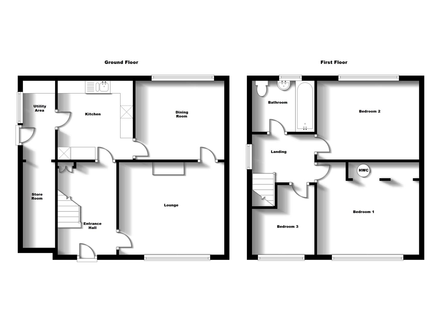 Floorplans For Wentworth Road, Rugby, Warwickshire