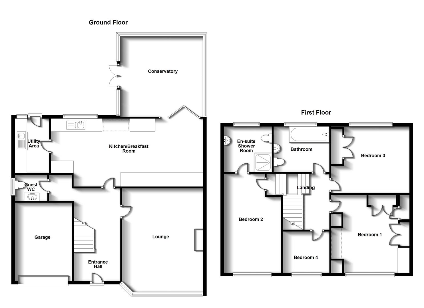 Floorplans For Shakespeare Gardens, Bilton, Rugby