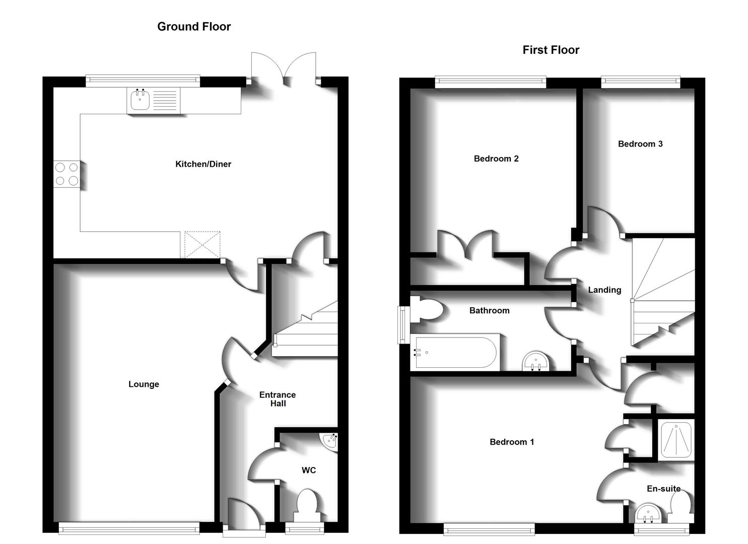 Floorplans For Grange Close, Bilton,  Rugby