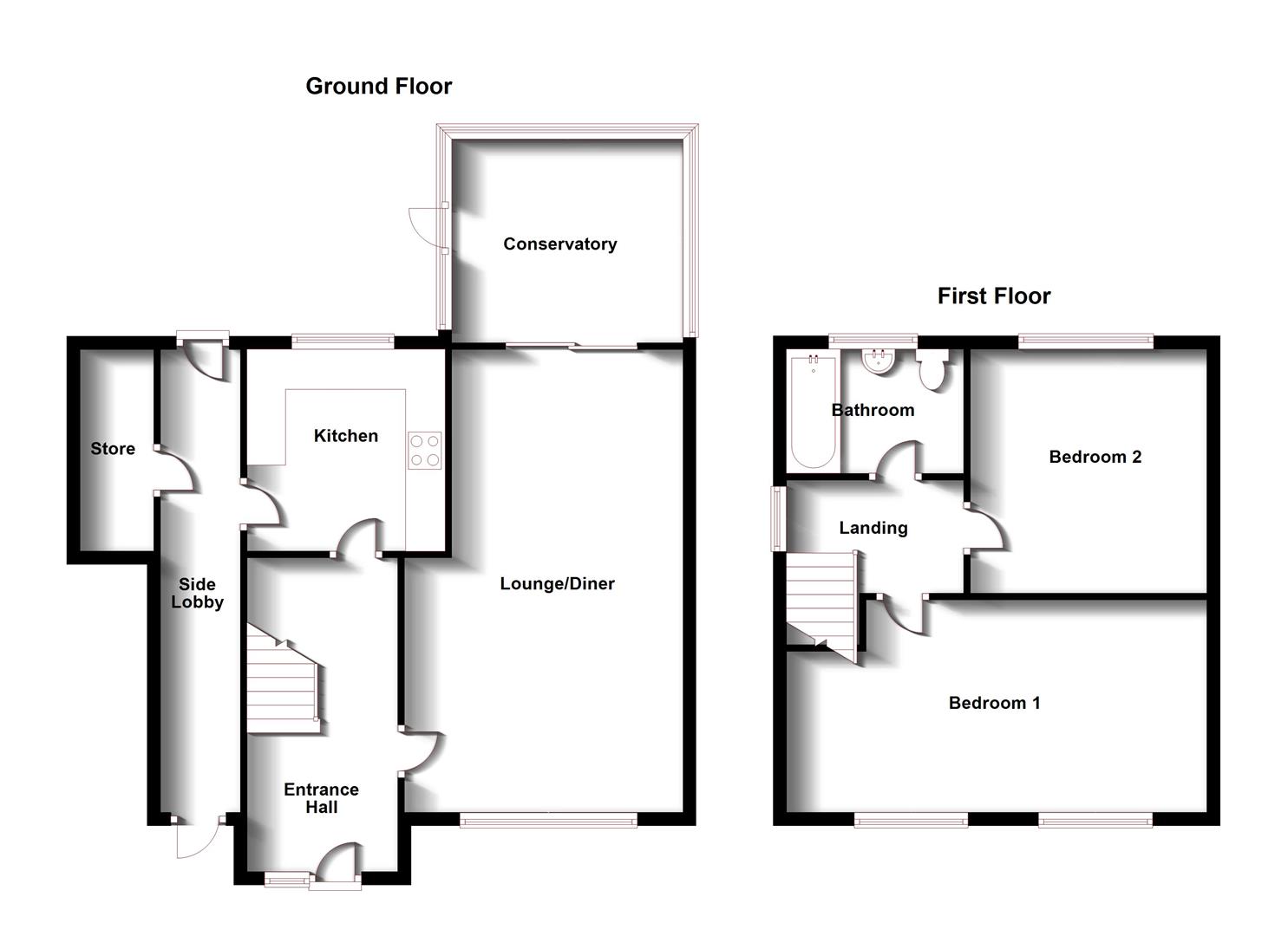 Floorplans For Round Avenue, Long Lawford, Rugby