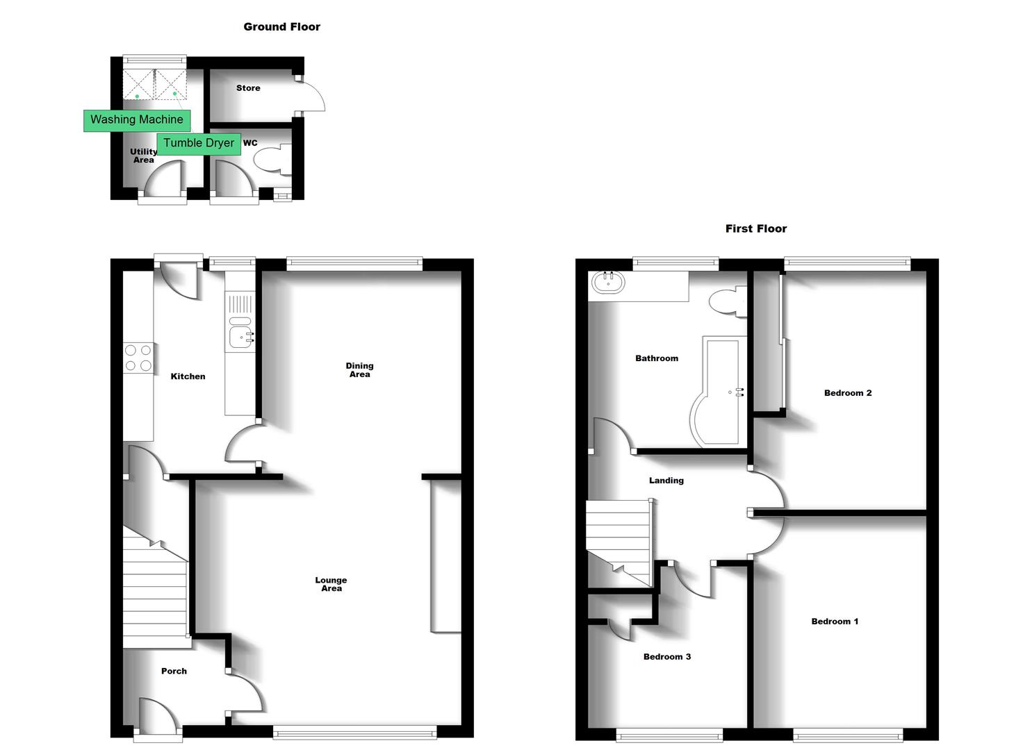 Floorplans For Phipps Avenue, Hillmorton, Rugby