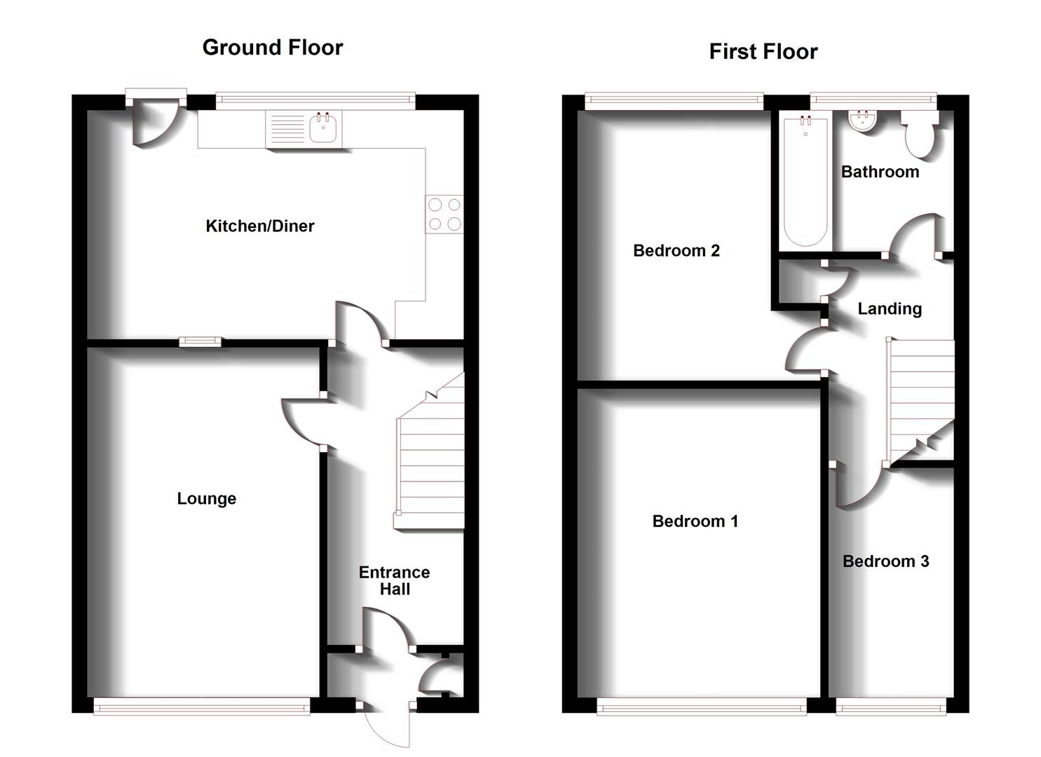 Floorplans For Parkfield Road, Newbold, Rugby