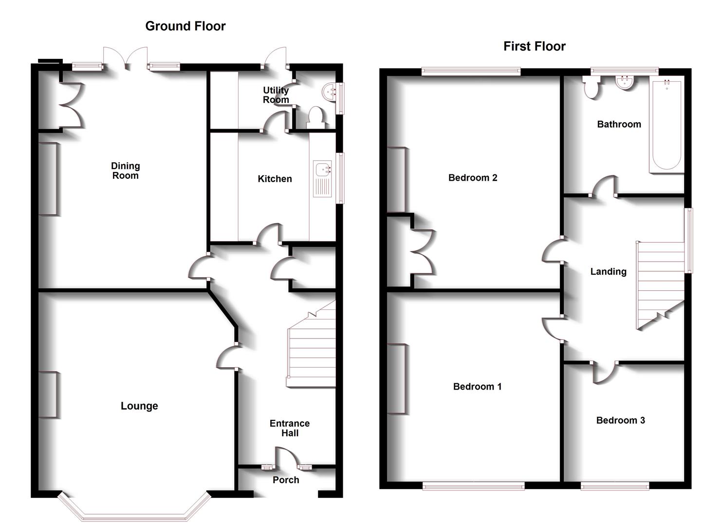 Floorplans For Dalkeith Avenue, Bilton, Rugby