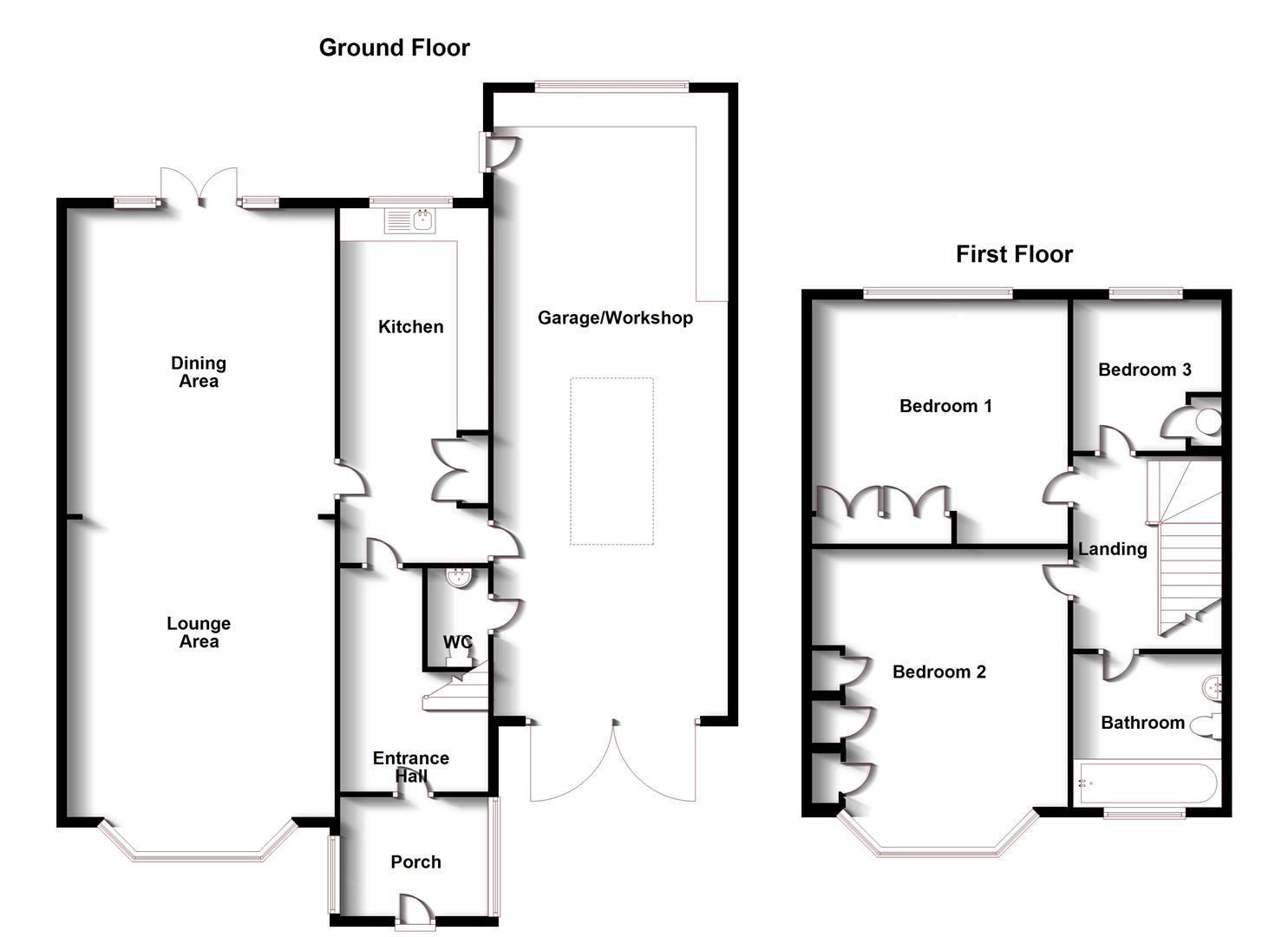 Floorplans For Rugby Road, Long Lawford, Rugby