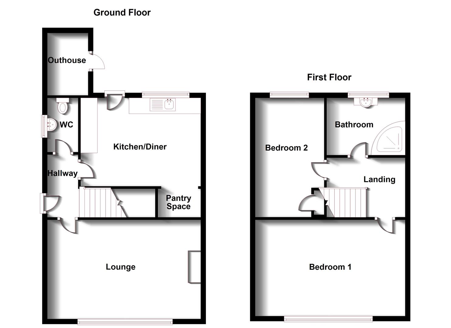 Floorplans For Southfield Road, Rugby, Warwickshire