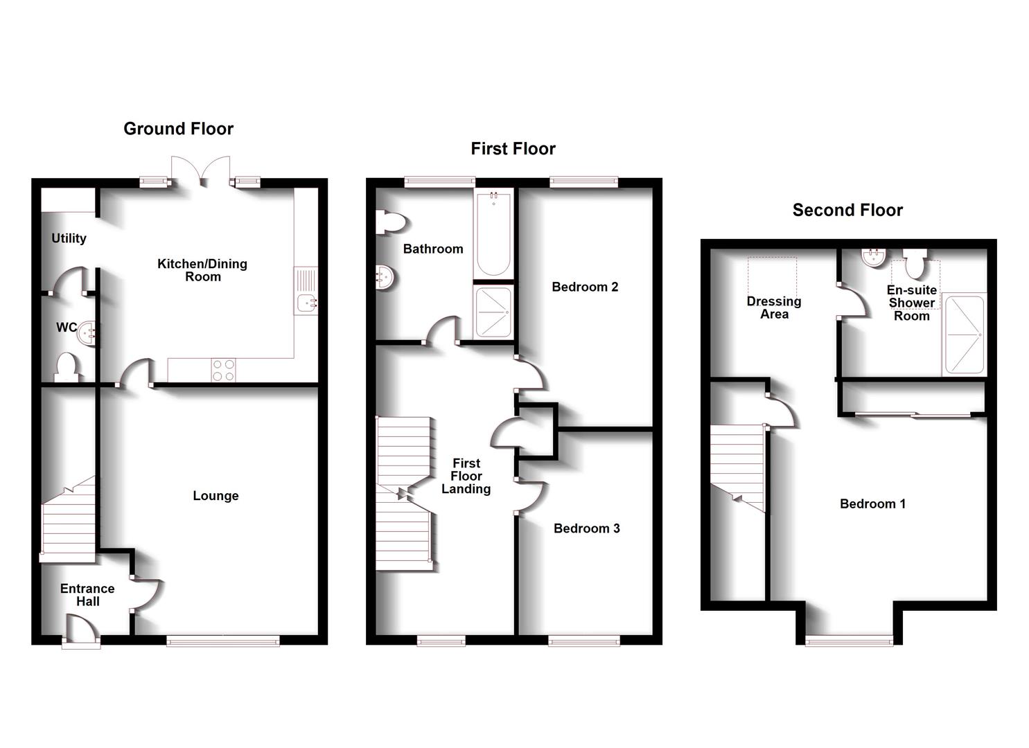 Floorplans For Kerry Hill Drive, Long Lawford, Rugby