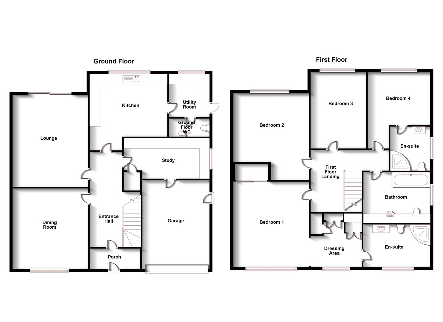 Floorplans For Barton Road, Bilton, Rugby