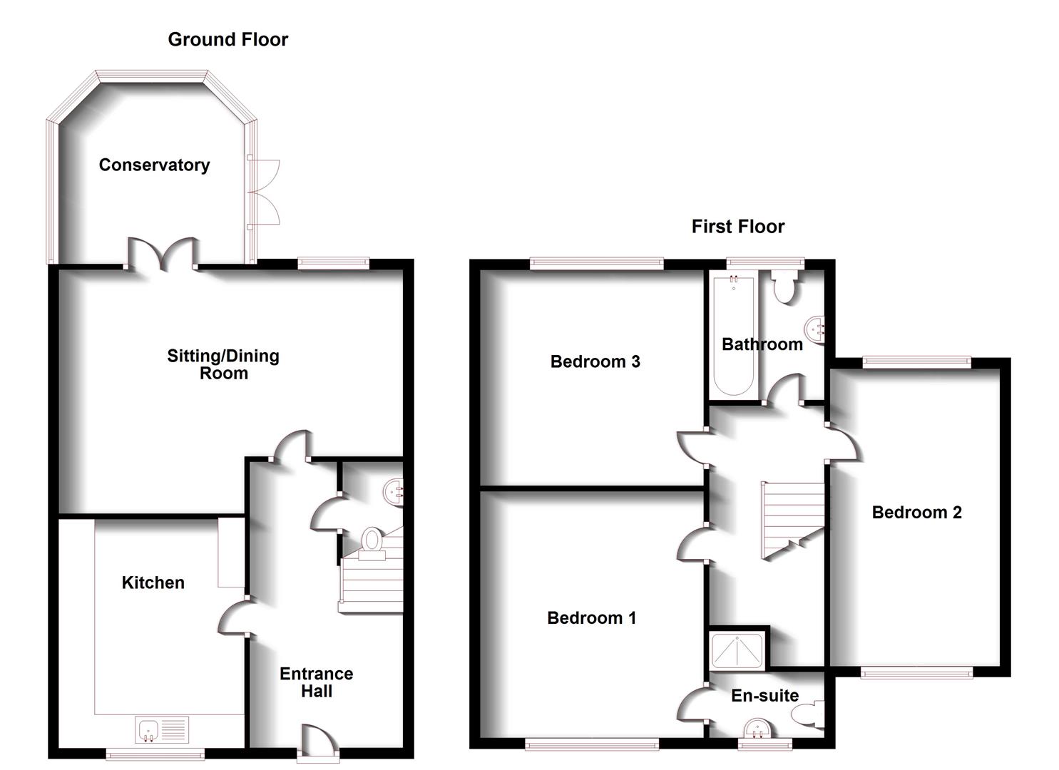 Floorplans For Dun Cow Close, Brinklow, Rugby