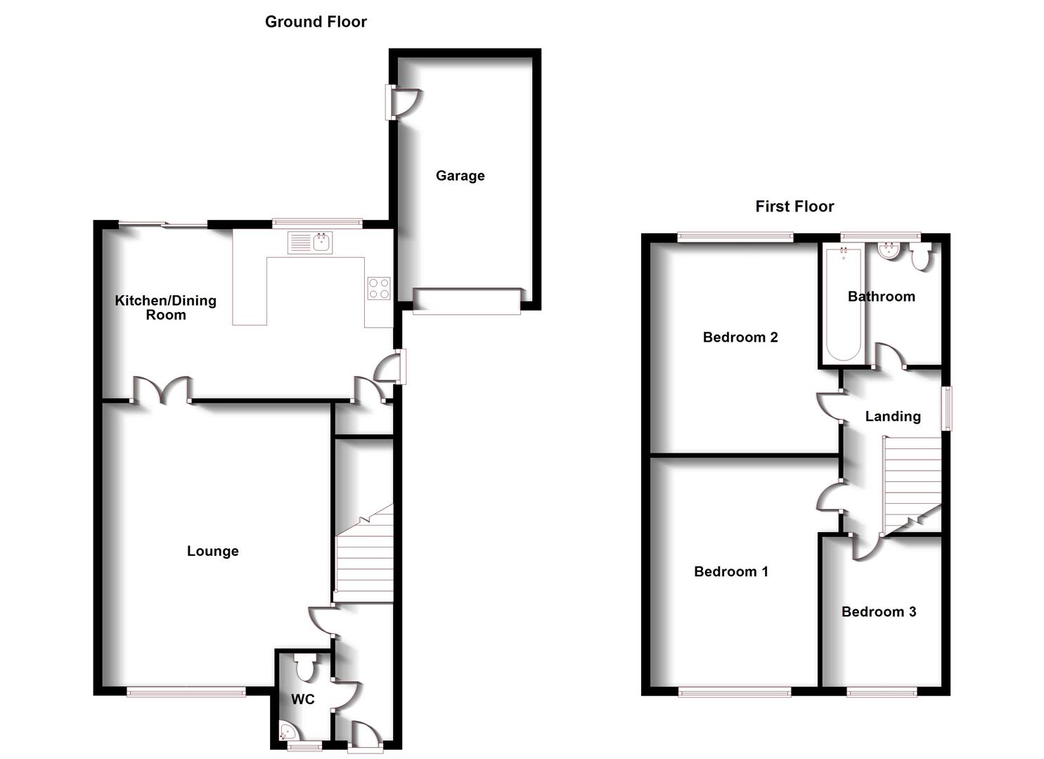 Floorplans For Bronte Close, Rugby, Warwickshire