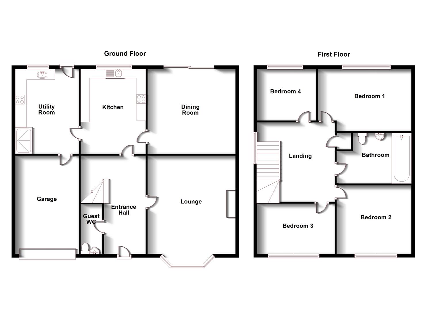 Floorplans For Sandford Way, Dunchurch, Rugby