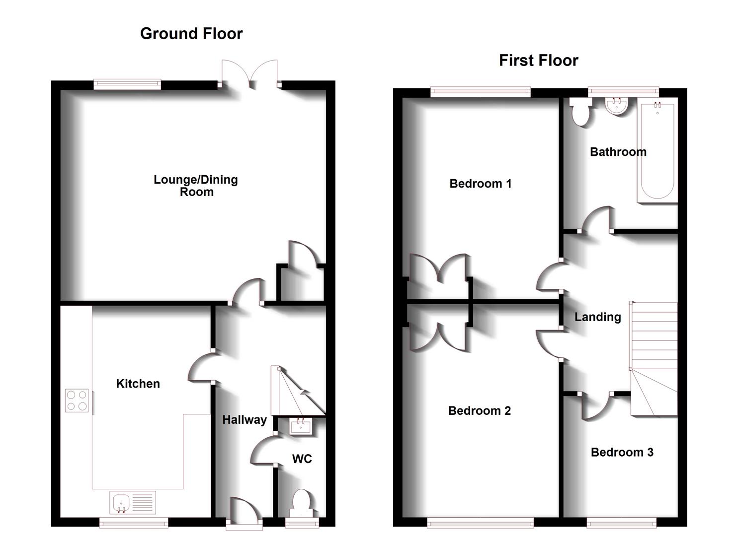 Floorplans For Trussell Way, Cawston, Rugby